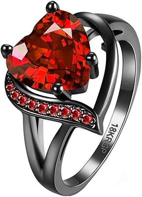 Bague en cuivre en forme de cœur rouge yellow chimes pour femme (rouge)