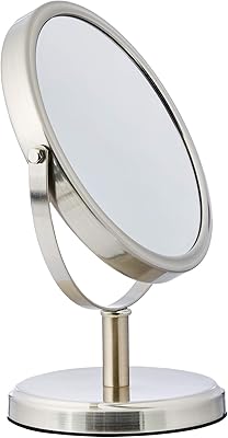 Miroir de maquillage grossissant double face moderne amazonbasics, standard, nickel