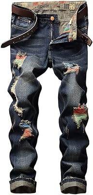Jeans pour hommes pantalon en denim en détresse déchiré hip hop