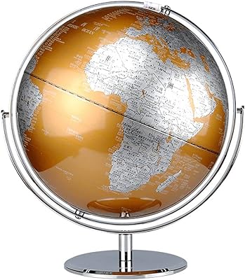 Globes de terre avec base en métal chromé et carte de la terre