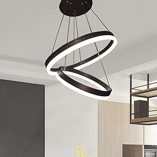 Suspension led moderne ganed lustre de plafond en acrylique avec 2 anneaux réglables