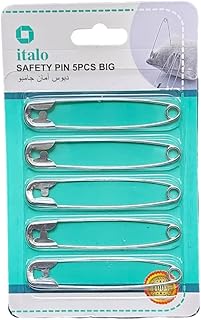 5 grandes épingles de sûreté en métal nickelé de 8,5 cm pour vêtements