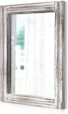 Miroir en bois azkang avec cadre, design rustique rectangulaire pour décoration d'intérieur rustique