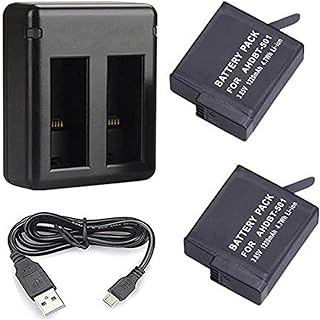 Chargeur de batterie double usb et 2 batteries pour gopro hero 5 black