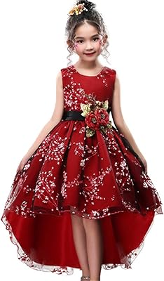 Robe de princesse pour filles pour mariages et anniversaires avec traîne 3-14 ans