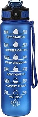 Bouteille d'eau potable de motivation avec temps de boisson et paille 1