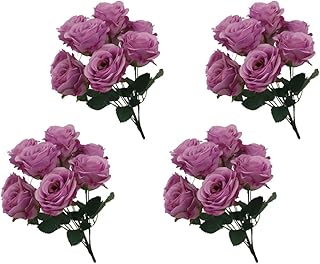 Yatai lot de 4 fleurs artificielles en soie pour la décoration – rose