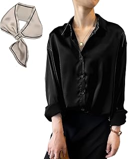 Chemise en satin de soie pour femme boutonnée sur le devant