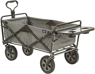 Chariot pliant d'extérieur mac sports avec table pliable et porte-boissons, gris