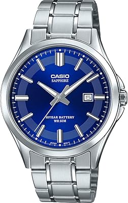 Montre à quartz casio pour homme, affichage analogique et bracelet en acier inoxydable