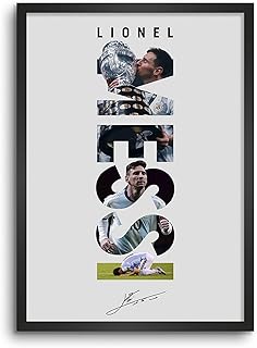 Affiche murale encadrée lamron leo messi winner legend taille 8" x 12" verre