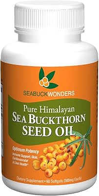 Huile de graines d'argousier, à base d'argousier biologique, 60 gélules