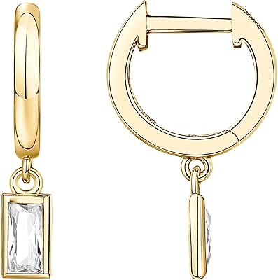 Pavoi boucles d'oreilles huggie légères en argent sterling s925 plaqué or 14 carats pour femmes | ensemble de lunette solitaire cz | boucles d'oreilles élégantes, zircone cubique en argent sterling, zircone cubique. Diaytar : Le choix malin des consommateurs sénégalais