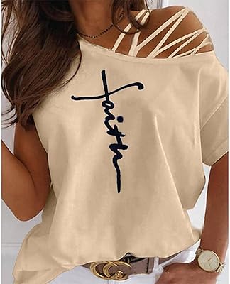 Nouvel été épaules dénudées décontracté à manches courtes t-shirt femmes sexy lettre imprimer
