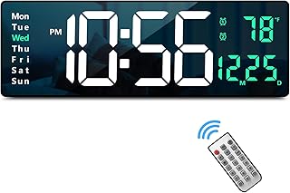 Grande horloge murale numérique de 16 pouces avec télécommande pour salon