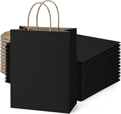 24 pièces ensemble de sacs cadeaux en papier écologique avec poignées