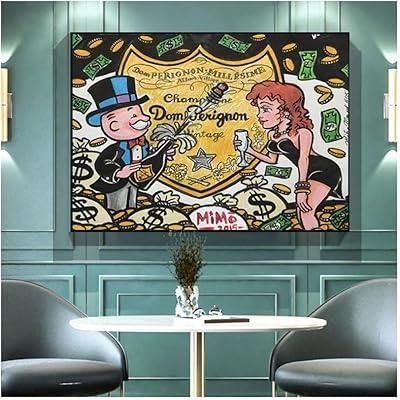 Peinture d'art moderne sur toile avec motif d'argent en couleur or clair