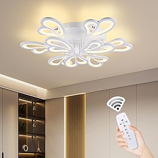 Plafonnier led moderne, plafonnier acrylique à intensité variable, 9 pétales de fleurs