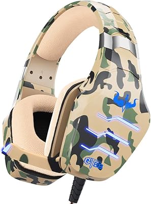 Casque de jeu offling camouflage avec microphone antibruit et lumière led