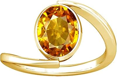 Bague panchdhatu pour femme divya shakti avec citrine, cinghalais, topaze dorée et pierres