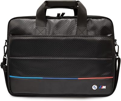 Sac à dos bmw en simili cuir carbone avec 3 bandes contrastées