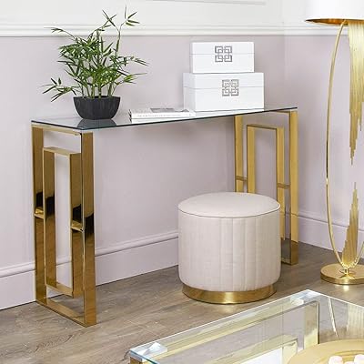 Table console moderne vanity living avec plateau en verre trempé, table d'entrée vérone