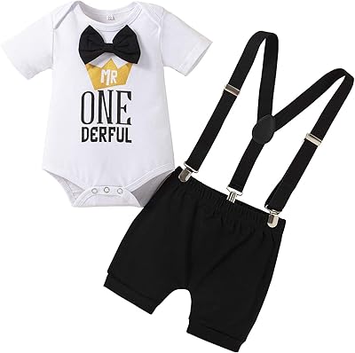 Ensemble de 3 pièces pour 1er anniversaire de bébé garçon, ensemble short à