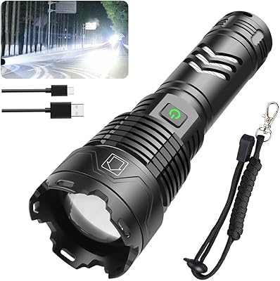 Garberiel lampe de poche led étanche rechargeable zoomable haute luminosité 120 000 lumens