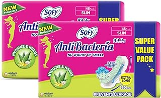 Serviettes hygiéniques antibactériennes sofy, taille xl-48 pièces, paquet de 2