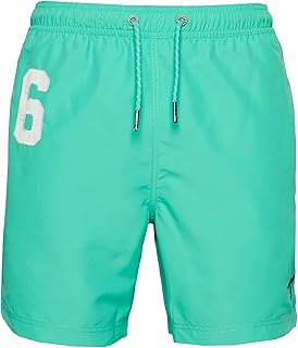 Short de bain polo vintage pour homme, vert, gris chiné, s