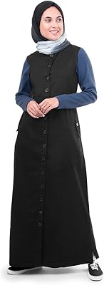 © jilbab longue urbaine en coton boutonné noir. Diaytar : Votre partenaire e-commerce au quotidien