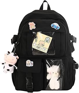 Nouveau sac à dos kawaii pour l'école, sac à dos kawaii avec épingle kawaii et accessoires, sac à dos pour filles (a-blanc), noir. Diaytar Sénégal : Le choix, la qualité, l'économie réunis