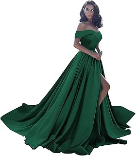 Robe formelle longue trapèze avec fente sur les épaules en tissu satiné idéale