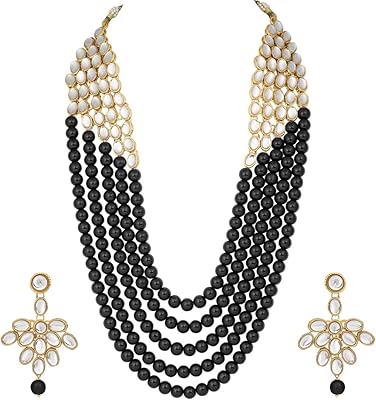 Anli élégant indien ethnique traditionnel collier de perles longues boucles d'oreilles kundan ensemble pour femmes bollywood fête de mariage. Diaytar : Connectez-vous aux meilleures offres