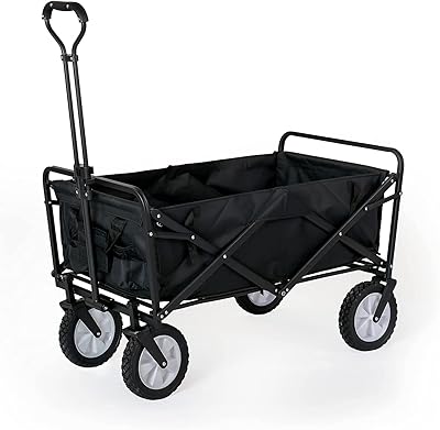 Chariot multi-usage hooglyph avec roulettes et porte-boissons, chariot pliant, chariot pliable, chariot d'extérieur