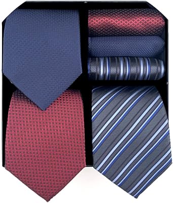 Ensemble cravate et pochette de costume pour homme avec coffret cadeau 3 pièces