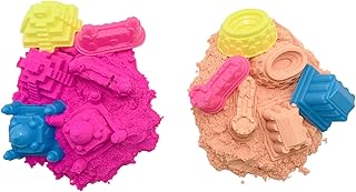 Sable de jeu rose et orange pour enfants, pesant 1 kg avec moules