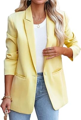 Blazer décontracté pour femme à manches longues et boutons à revers pour le travail