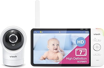 Moniteur pour bébé intelligent avec accès à distance wifi 1080p vtech rm7764hd, panoramique