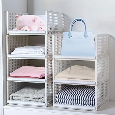 Organisateur de garde-robe boîte de rangement organisateur de placard empilable en plastique à