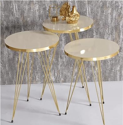 Ensemble de 3 tables d'appoint gigognes - tables basses rondes en marbal noir