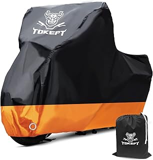 Housse de moto étanche à deux capuchons noir et orange (xxxl). 116 pouces