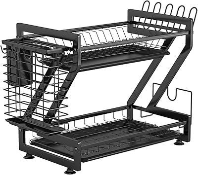 Égouttoir à vaisselle morelian avec égouttoir, rangement multifonctionnel pour ustensiles de cuisine à
