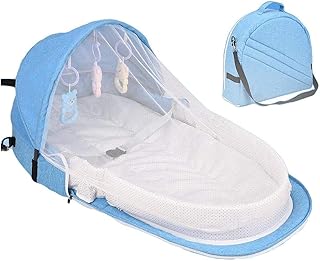 Lit bébé multifonctionnel star babies avec moustiquaire bleu une pièce