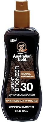 Gel de protection solaire australian gold avec bronzeur instantané spf 30