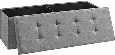 Banc de rangement ottoman pliant sung mikes 43", boîte de rangement, repose-pieds, coffre