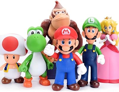 6 pièces/ensemble figurines super mario jouet pour enfants - figurines mario & luigi