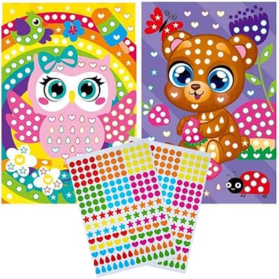 10/15pcs points colorés mosaïque primaire puzzle autocollants jeux diy dessin animé animal apprentissage