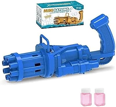 Mini pistolet à bulles électrique jenny gatling pour bulles colorées, bleu