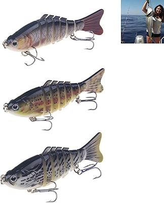 Ensemble de leurres de pêche au bar cankout, 3 appâts durs multi-articulés